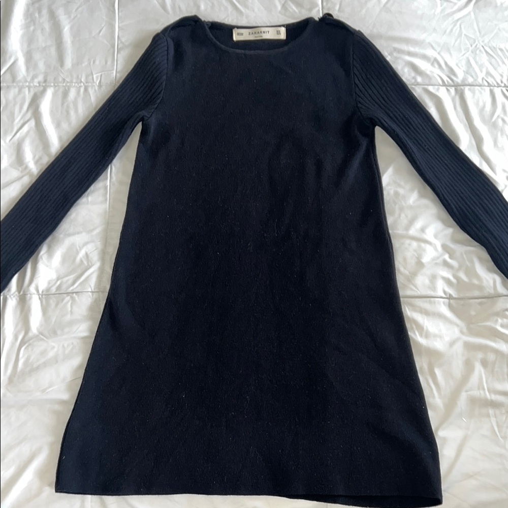 Zara Navy Long Sleeve Sweater Dress Size M
